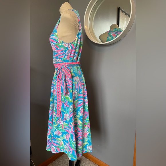 Lilly Pulitzer Clancie Knee length Wrap Dress Turquoise Size Large - Picture 15 of 15
